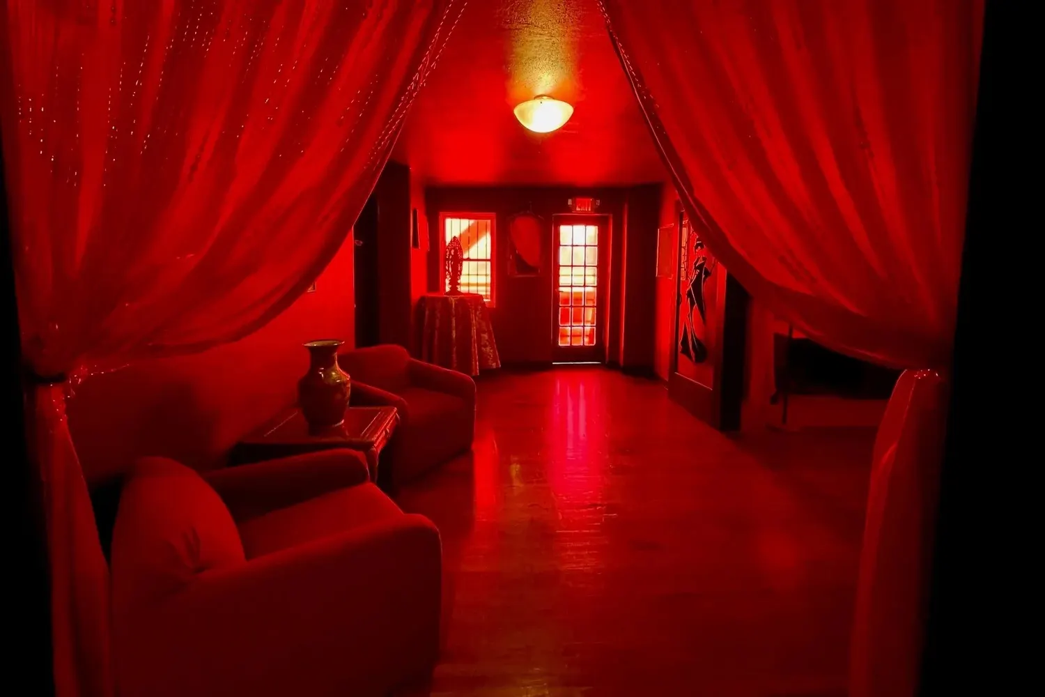 Geisha Room, drapes and seating
