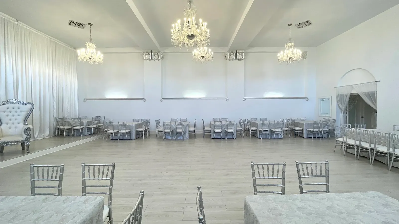 Crystal Ballroom, set for a reception